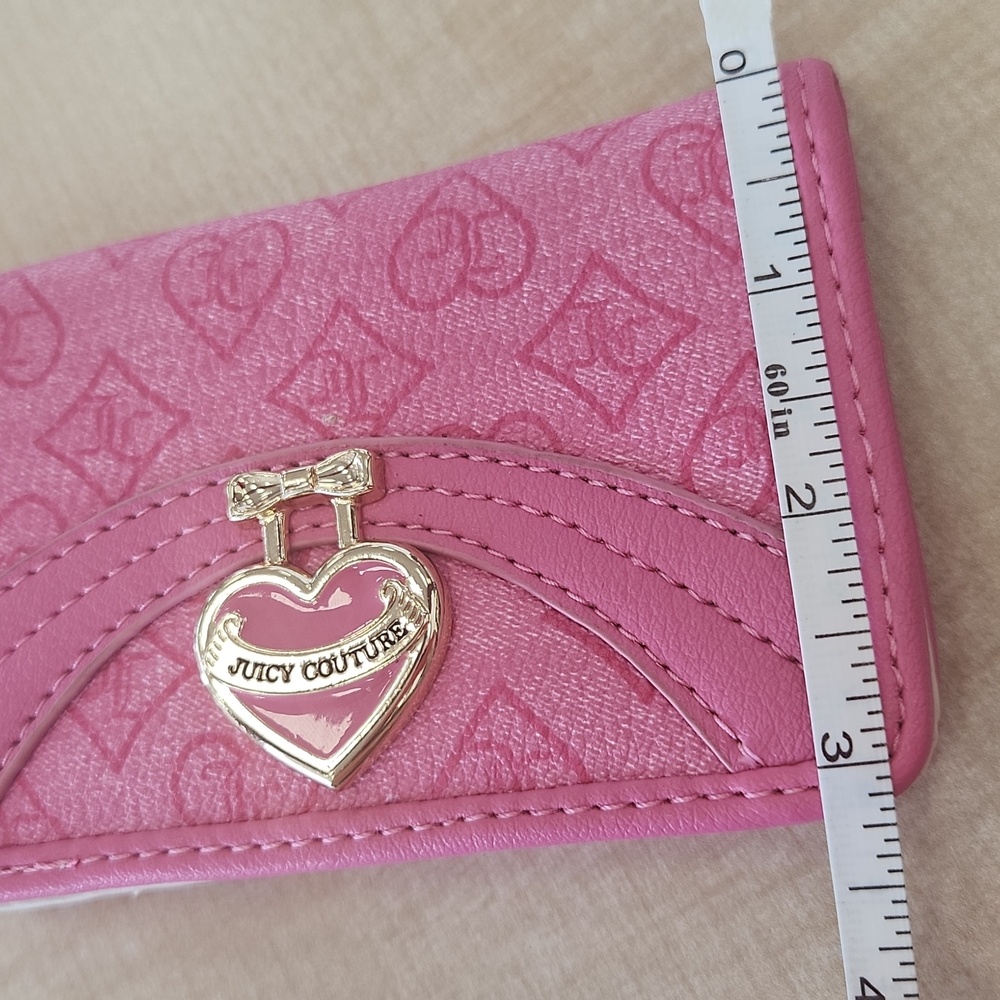 Juicy Couture Pink Heart Charm Wallet Small Cards And Money Organazer Logo Case - Picture 12 of 13